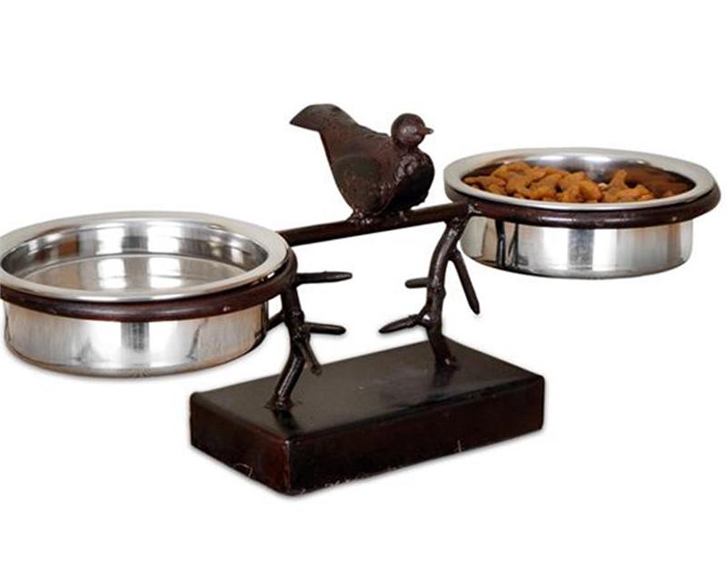 Small Rustic Wrought Iron Bird + Branches Pet Feeder - A Pet's World