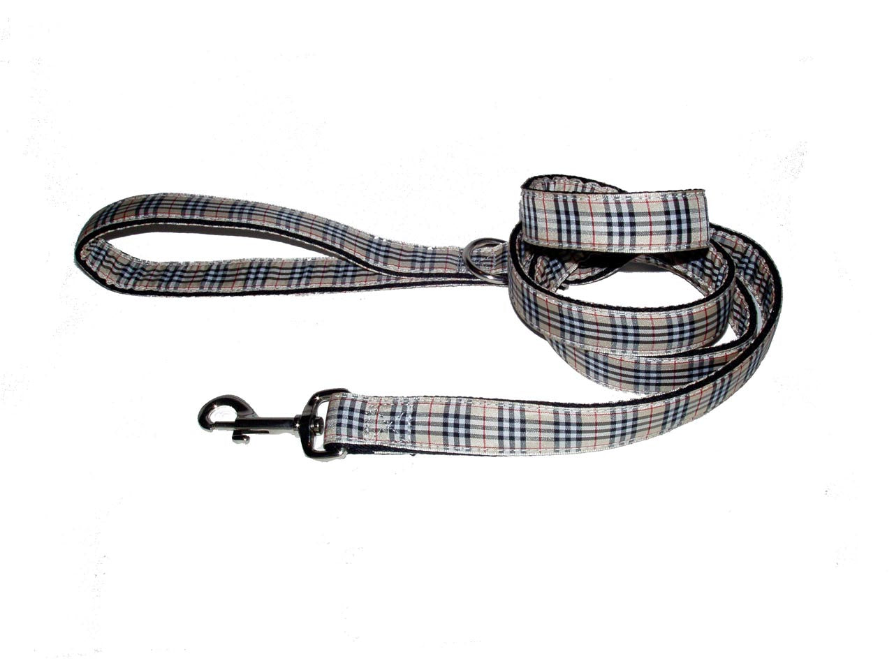 Ribbon 5 ft Leashes-Tailored Tan Plaid - A Pet's World