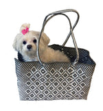 Load image into Gallery viewer, Dog Totes-Handwoven Light Weight Recycled Material-Khaki + White - A Pet&#39;s World
