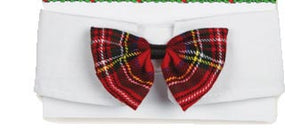 Red Tartan Plaid Bow Tie White Collar Size - A Pet's World