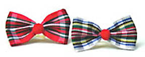Dog Hair Bows-Tartan Bow Ties with Red Pom Poms - A Pet's World
