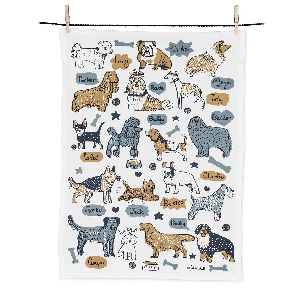 Dogs with Names Tea Towel