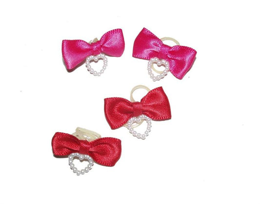 Dog Hair Bows-Mini Drop Pearl Hearts - A Pet's World