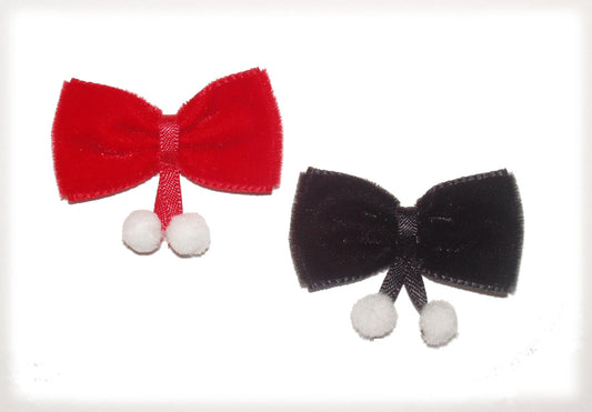 Dog Bows-Velvet Bows with Pom Poms - A Pet's World