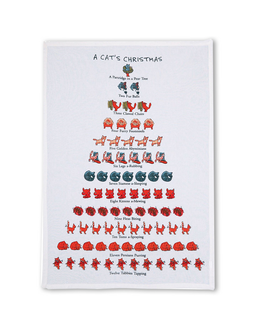 12 Days of  A Cat's Christmas Flour Sack  kitchen towel