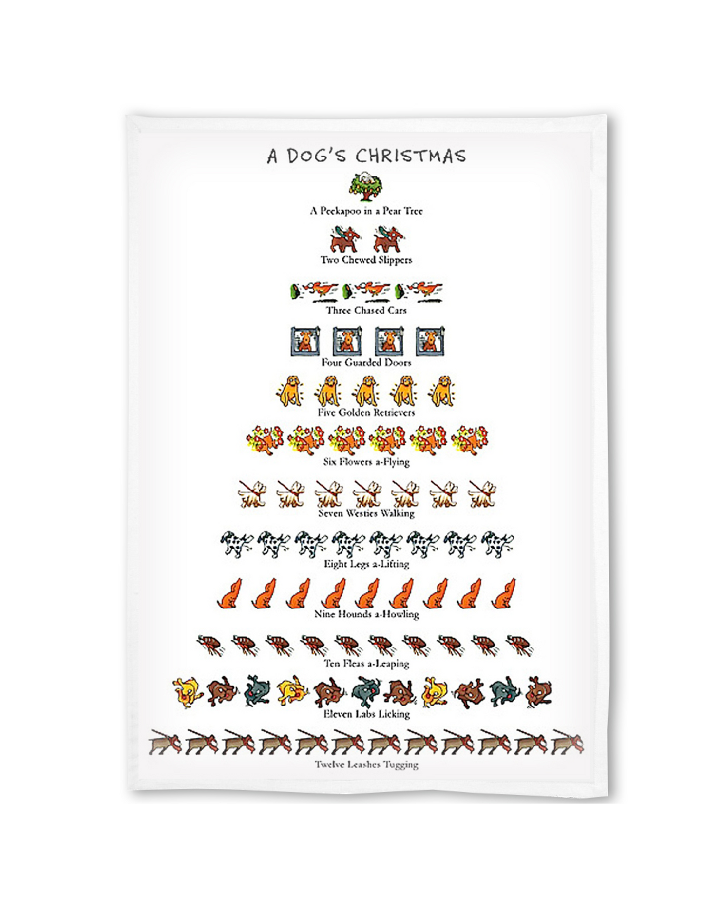 12 Days of Christmas Dog Flour Sack Towel