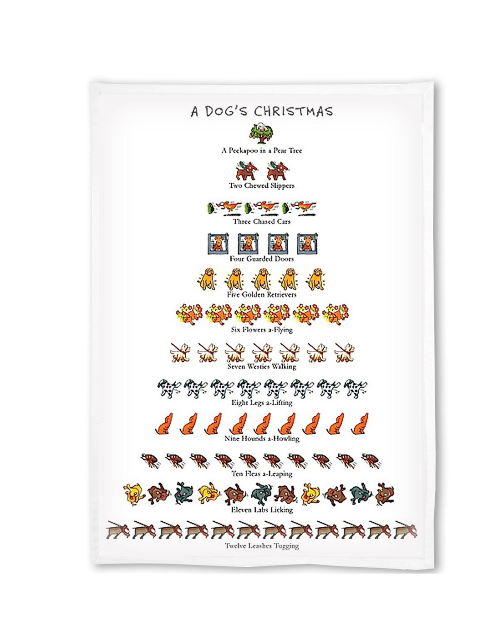 12 Days of Christmas Dog Flour Sack Towel