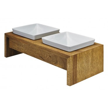 Pet Feeder-Artisan Wood Double Feeders - A Pet's World