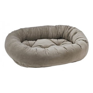 Pet Bed- Solid Pebble Grey Color Microvelvet Donut Bed - A Pet's World