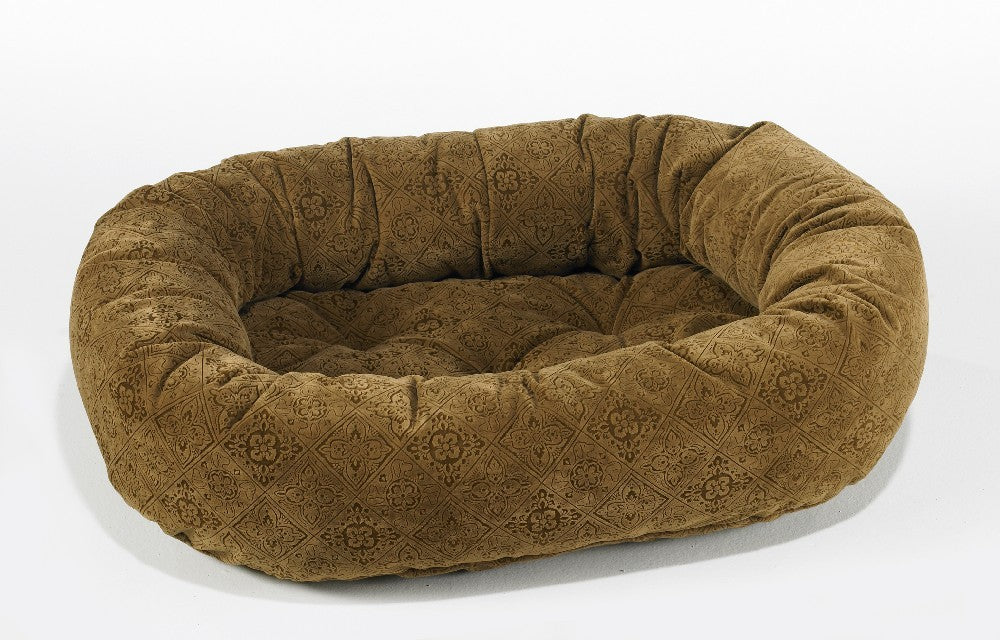 Pet Bed-Pecan Filagree Microvelvet Print Donut Bed - A Pet's World