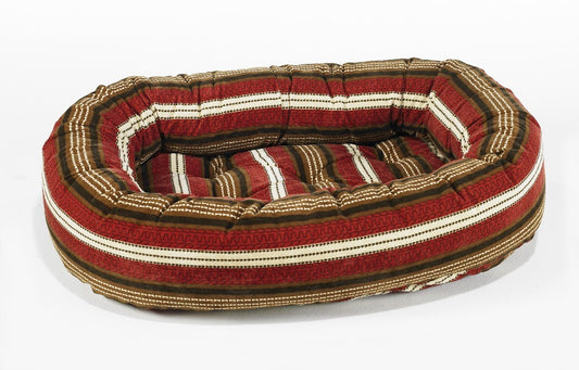 Pet Bed-Stripe Microvelvet Print Donut Bed - A Pet's World
