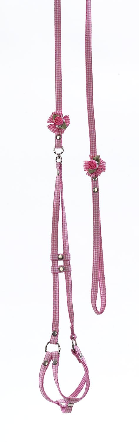 Ribbon One Piece Step-In Harness--Gingham Petal Flowers and Pearls - A Pet's World