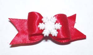 Dog Hair Bows-Snowflake Starched Show Bow Barrette - A Pet's World